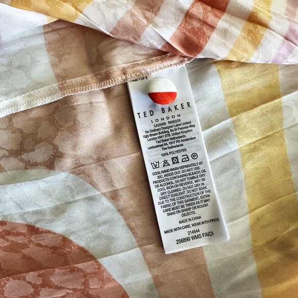 NWT Ted Baker Faidi Dropped Waist Pleated Retro Allover Print Midi Skirt 0/US 2 - Picture 13 of 16